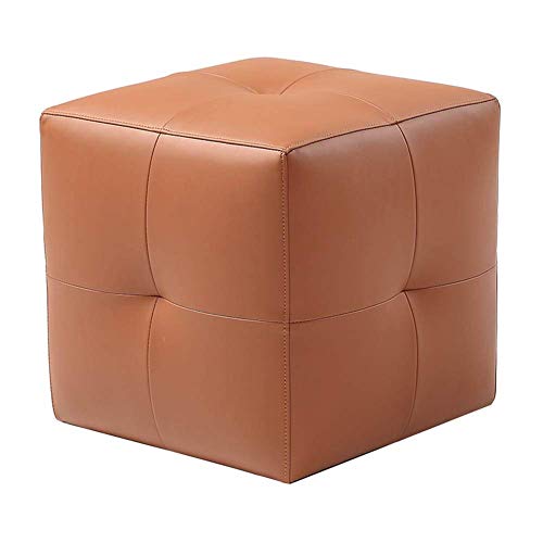 JDKJSBF Ottoman Sofa Hocker Hocker Quadrat Leder Footstool Schuhe Hocker Kleiner Fußstützen -Dressinghocker Massives Holz Rahmen Wohnzimmer, 4 Farben (Farbe: Gelb, Größe: 42x42x42 cm) Thoughtful von JDKJSBF