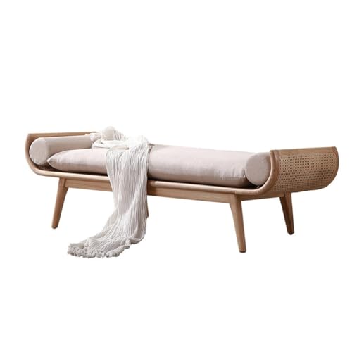 JDKJSBF Ottomane Bank Ende des Bettes Massivholzbank, Türschuhschuhhocker, Chaise Longue Sofa Stuhl, Rattan gewebt Thoughtful von JDKJSBF