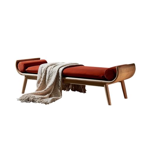 JDKJSBF Ottomane Bank Ende des Bettes Massivholzbank, Türschuhschuhhocker, Chaise Longue Sofa Stuhl, Rattan gewebt Thoughtful von JDKJSBF