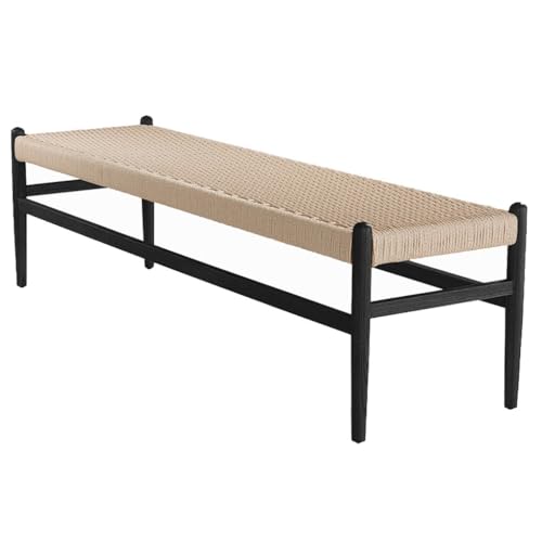 JDKJSBF Ottomane Bank -Sprunghocker Rattanbank, Heulenschuhhocker, einfache Seilsofa Bank, einfache kleine Wohnung Massivholz Bettendhocker Fußhocker Ottoman Eitelkeithocker (Farbe: Farbe: Thoughtful von JDKJSBF