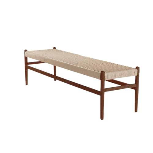 JDKJSBF Ottomane Bank -Sprunghocker Rattanbank, Heulenschuhhocker, einfache Seilsofa Bank, einfache kleine Wohnung Massivholz Bettendhocker Fußhocker Ottoman Eitelkeithocker (Farbe: Farbe: Thoughtful von JDKJSBF