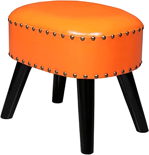 JDKJSBF Ottomans Fußhocker 16in Ottoman Fuß Ruhe unter dem Schreibtisch, brauner Kunstleder gepolsterter Schuhwechseln Kleiner Dressingstuhl, Massivholzbank mit stillen Nicht-Schlupf-Pads, Ladung 150 von JDKJSBF
