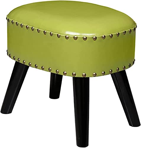 JDKJSBF Ottomans Fußhocker 16in Ottoman Fuß Ruhe unter dem Schreibtisch, brauner Kunstleder gepolsterter Schuhwechseln Kleiner Dressingstuhl, Massivholzbank mit stillen Nicht-Schlupf-Pads, Ladung 150 von JDKJSBF