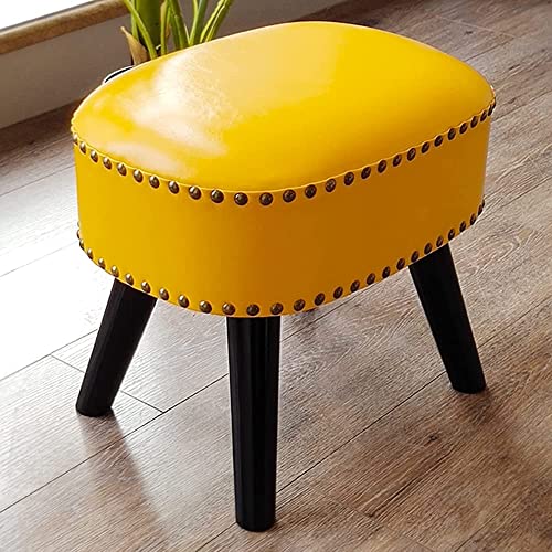 JDKJSBF Ottomans Fußhocker 16in Ottoman Fuß Ruhe unter dem Schreibtisch, brauner Kunstleder gepolsterter Schuhwechseln Kleiner Dressingstuhl, Massivholzbank mit stillen Nicht-Schlupf-Pads, Ladung 150 von JDKJSBF