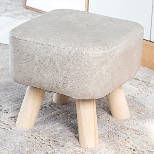 JDKJSBF Quadratmetermantel gepolsterte Stuhl Pouffehocker mit 4 Holzbeinen Wechseln Schuhe Hocker Technologie Stoff Fußhocker für Wohnzimmer Schlafzimmer Fußhocker, Grau-Medium Thoughtful von JDKJSBF