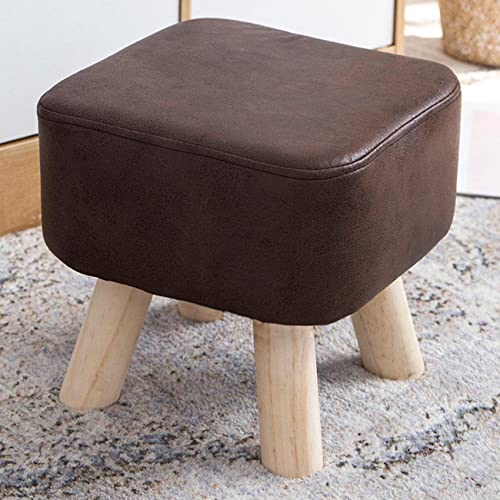 JDKJSBF Quadratmetermantel gepolsterte Stuhl Puffehocker mit 4 Holzbeinen Wechseln Schuhe Hocker Technologie Stoff Fußhocker für Wohnzimmer Schlafzimmer Fußhocker, Braun-Medium Thoughtful von JDKJSBF