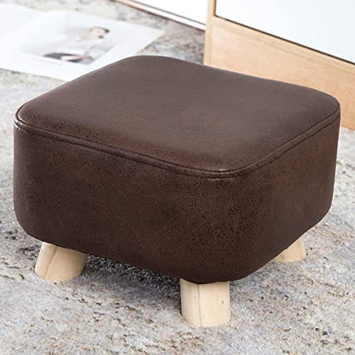 JDKJSBF Quadratmetermantel gepolsterte Stuhl Puffehocker mit 4 Holzbeinen Wechseln Schuhe Hocker Technologie Stoff Fußhocker für Wohnzimmer Schlafzimmer Fußhocker, braun-small Thoughtful von JDKJSBF