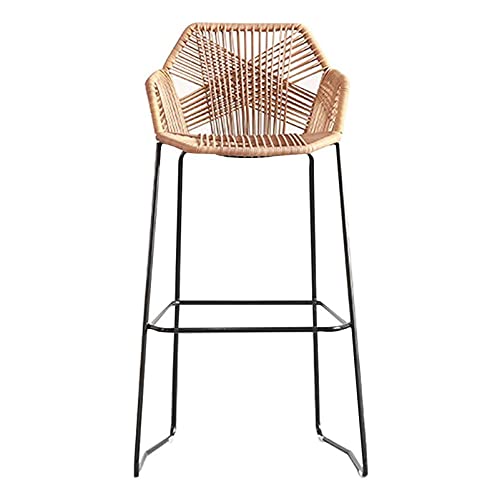 JDKJSBF Rattan Barhocker Set von 2 modernen Counterhöhe Hocker mit Metallbeinen hoher Rückenfrühstückstühle für Kücheninsel Sitzhöhe 25,6 Zoll/29,5 Zoll Thoughtful von JDKJSBF