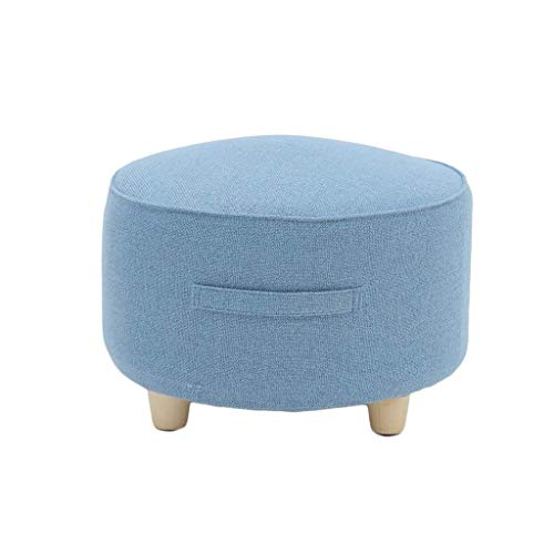 JDKJSBF Robuster Fußschemel für Schuhe tragen, runde weiche Bequeme Fußstützen Schlafzimmer Wohnzimmer Holz Kleiner Hocker Langlebiger Flur -Ruhesitz (Farbe: hellgrau) Thoughtful von JDKJSBF