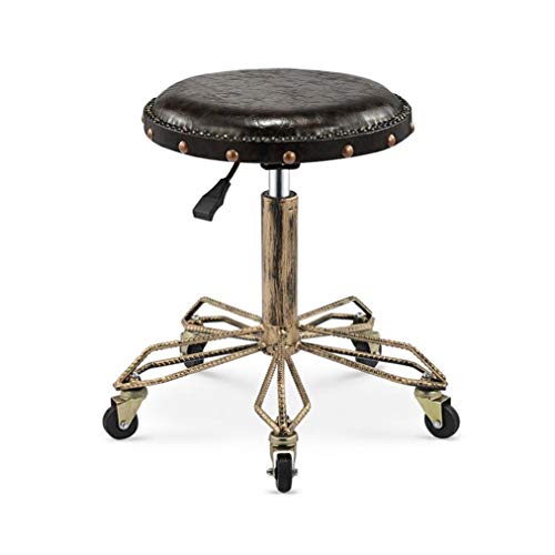 JDKJSBF Rolling Stuhlhocker auf den Rädern Café Counterhocker Set von 2, verstellbare Schwenkstangenhocker, Bequeme Küchenstangenhocker (Farbe: Barhocker Set von 2 c) Thoughtful von JDKJSBF