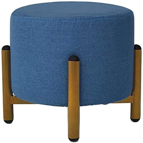 JDKJSBF Runde Fußhocker Footstool Polster Schuhhocker Stoffsofa Hocker Kleiner Stufenhocker Fuß Ruhestand Schmiedeeisen Wohnzimmer Küche (Größe: 29x26 cm, Farbe: braun) Thoughtful von JDKJSBF