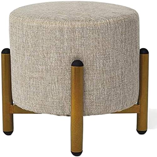 JDKJSBF Runde Fußhocker Footstool Polster Schuhhocker Stoffsofa Hocker Kleiner Stufenhocker Fuß Ruhestand Schmiedeeisen Wohnzimmer Küche (Größe: 29x26 cm, Farbe: braun) Thoughtful von JDKJSBF