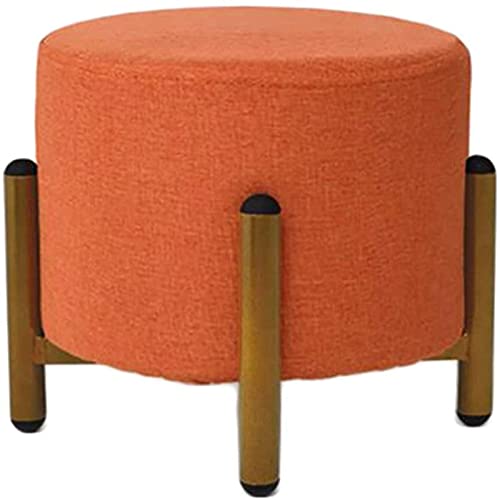 JDKJSBF Runde Fußhocker Footstool Polster Schuhhocker Stoffsofa Hocker Kleiner Stufenhocker Fuß Ruhestand Schmiedeeisen Wohnzimmer Küche (Größe: 29x26 cm, Farbe: braun) Thoughtful von JDKJSBF