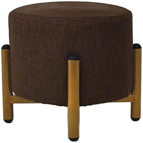 JDKJSBF Runde Fußhocker Footstool Polster Schuhhocker Stoffsofa Hocker Kleiner Stufenhocker Fuß Ruhestand Schmiedeeisen Wohnzimmer Küche (Größe: 29x26 cm, Farbe: braun) Thoughtful von JDKJSBF