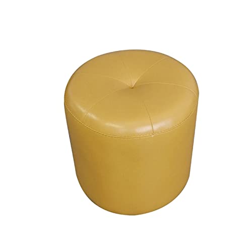 JDKJSBF S Fußhocker Cowide Footstool Round Fußhocker Schuhwechsel Stuhl Pouffe Footstool S für das Schlafzimmer für Wohnzimmer, Gelb-32x32 cm Thoughtful von JDKJSBF