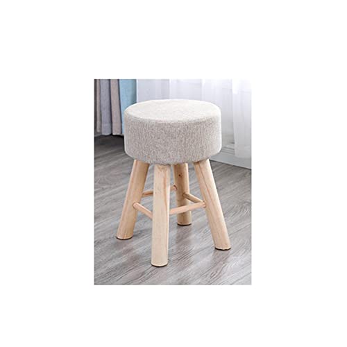JDKJSBF S Fußhocker Eitelkeitenhocker Schuhwechsel Stuhl Ruhhocker Round Footstool Leinen Fußhocker für das Schlafzimmer für Wohnzimmer, Khaki-28x43cm Thoughtful von JDKJSBF
