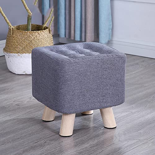 JDKJSBF S Fußhocker Quadrat Footstool Leinen Fußhocker Schuhwechsel Stuhl Ruhhocker für das Schlafzimmer für Wohnzimmer entfernbarer Sitz Cover Fußhocker, Grey-29x29x29cm Thoughtful von JDKJSBF