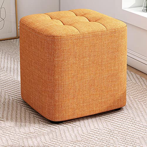 JDKJSBF S Fußhocker Rasthocker Schuhschuh Wechsel Stuhl Quadratmetermantel Leinen Fußhocker für das Schlafzimmer für Wohnzimmer entfernbarer Sitzdeckel, Orange-29x29x29cm Thoughtful von JDKJSBF