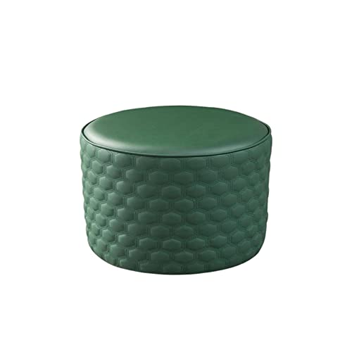 JDKJSBF S Fußhocker Round Footstool Leder Fußhocker Schuhwechsel Stuhl Poufee Fußhocker für Wohnzimmer Küche Schlafzimmer Balkon Hocker RESTOUL, GREEN-32X21CM Thoughtful von JDKJSBF