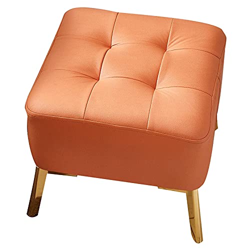 JDKJSBF Schlafzimmer kleine Bank, Rechteck Fußhocker mit Metallbeinen Kunstleder gepolstert niedrige Fußmängel, Orange Thoughtful von JDKJSBF