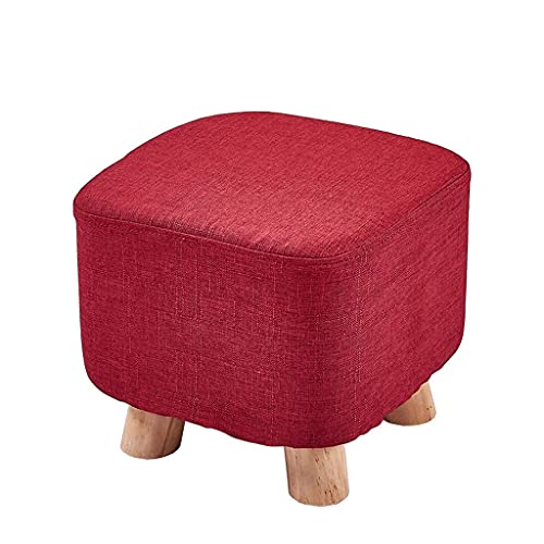 JDKJSBF Schminktisch Footstütze Footstool, Haushalt Massivholzschuhe Bank Sofa Hocker Wohnzimmer Couchtischhocker Erwachsener Kleiner Hocker 28 × 28 × 26 cm Sitzstuhl (Farbe: Orange Thoughtful von JDKJSBF