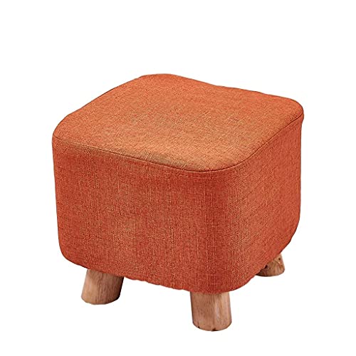 JDKJSBF Schminktisch Footstütze Footstool, Haushalt Massivholzschuhe Bank Sofa Hocker Wohnzimmer Couchtischhocker Erwachsener Kleiner Hocker 28 × 28 × 26 cm Sitzstuhl (Farbe: Orange Thoughtful von JDKJSBF