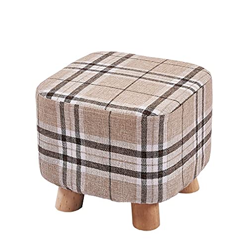 JDKJSBF Schminktisch Footstütze Footstool, Haushalt Massivholzschuhe Bank Sofa Hocker Wohnzimmer Couchtischhocker Erwachsener Kleiner Hocker 28 × 28 × 26 cm Sitzstuhl (Farbe: Orange Thoughtful von JDKJSBF