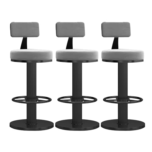 JDKJSBF Set von 3 modernen V drehenden Barstools Verstellbare Höhenschuhstühle für Heimküche Island grau + schwarzer stilvoller Barhocker Set Thoughtful von JDKJSBF