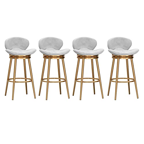 JDKJSBF Set von 4 modernen Samt -Schwenkstangenhocker mit Rückenlehne und Metallfootder Pinkfarbe Counter Height Barhocker für die Kücheninsel Home Bar Pub 75cm Sitzhöhe Thoughtful von JDKJSBF