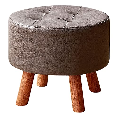 JDKJSBF Soild Wood Footstool Multifunktion runde Fußstopps wasserdichte Technologie Stoff Kleiner Hocker Hauswechsel Schuhe Hocker, braun Thoughtful von JDKJSBF