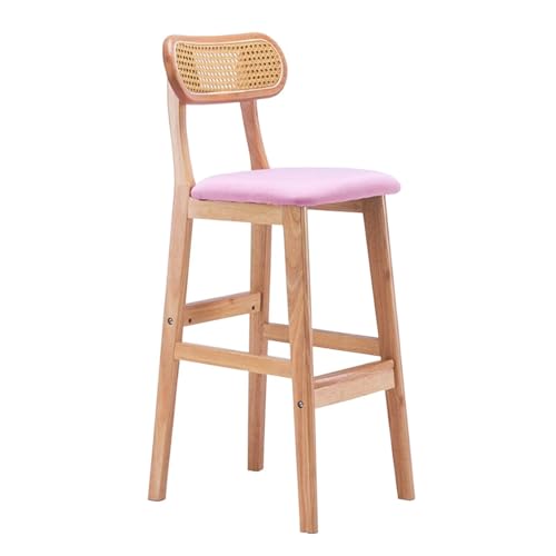 JDKJSBF Solid Wood Barhocker mit Rücken und Fußstopp für Frühstücksküchteschalter Hochstuhl Thoughtful von JDKJSBF