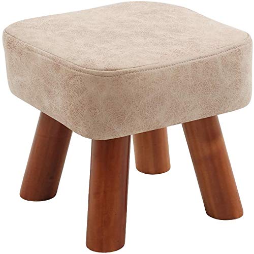 JDKJSBF Stuhlpouffe Fußhocker Fuß Ruhhocker Pouf Ottomane, gepolsterte Massivholzbeinschuhhocker Sofa Hocker Home Office (Größe: 28x28x25 cm (11x11x10 Zoll), Farbe: Weiß) Thoughtful von JDKJSBF