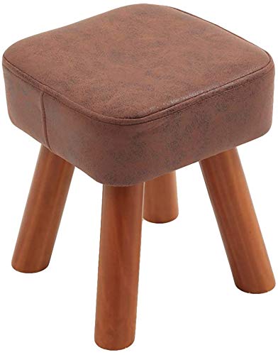 JDKJSBF Stuhlpouffe Fußhocker Fuß Ruhhocker Pouf Ottomane, gepolsterte Massivholzbeinschuhhocker Sofa Hocker Home Office (Größe: 28x28x25 cm (11x11x10 Zoll), Farbe: Weiß) Thoughtful von JDKJSBF