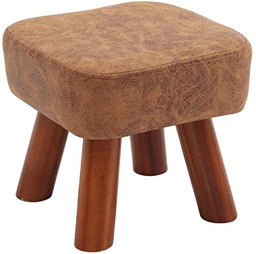 JDKJSBF Stuhlpouffe Fußhocker Fuß Ruhhocker Pouf Ottomane, gepolsterte Massivholzbeinschuhhocker Sofa Hocker Home Office (Größe: 28x28x25 cm (11x11x10 Zoll), Farbe: Weiß) Thoughtful von JDKJSBF