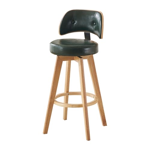 JDKJSBF Stuhlstühle der Schwenkbartehöhe 1 PC, Kunstlederpolstertischhocker mit Rücken- und Holzrahmen, Sitzhöhe 77 cm, dunkelgrün Thoughtful von JDKJSBF