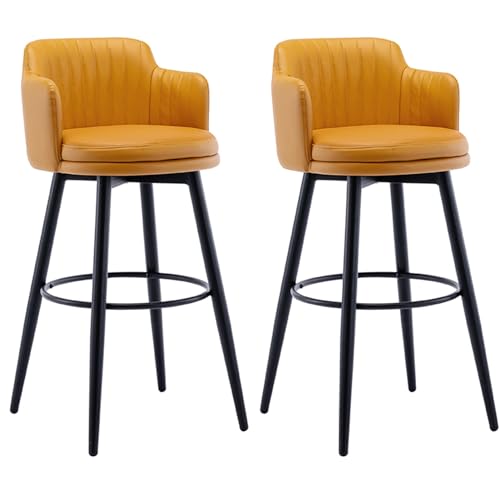 JDKJSBF Swivel Counter Height Barhocker Set von 2 PU Leder Barhocker mit Rücken für Küchentheke Restaurant Orange 75 cm Thoughtful von JDKJSBF