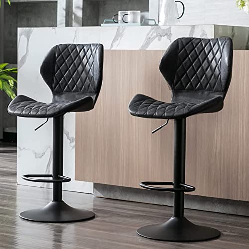 JDKJSBF The Counter Height Bar Stoolsadierbares Barhocker Set aus 2 Schwenkkolbenhöhe Stuhlstuhl mit Rücken Kunstleder Kücheninselhocker für Home Bar, Bistro Pub, Dining, Dark Grey Thoughtful von JDKJSBF