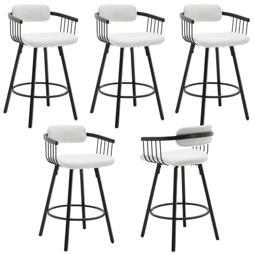 JDKJSBF The Counter Height Bar Stoolsbege Stofftischhocker Set aus 5 Schwenkstangenhocker mit Barrel Rücken Mitte des Jahrhunderts modern Thoughtful von JDKJSBF