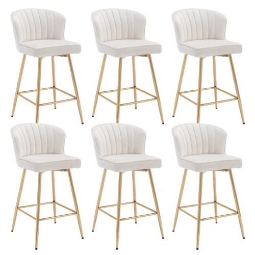 JDKJSBF The Counter Height Bar Stoolsbeige Velvet Counterhocker mit goldenen Beinen Mitte des Jahrhunderts modern Thoughtful von JDKJSBF