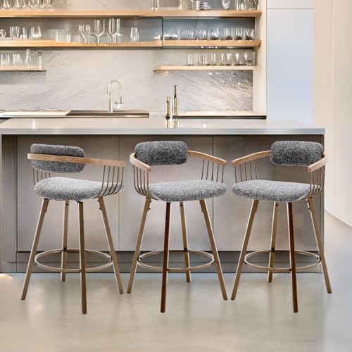 JDKJSBF The Counter Height Bar Stoolsgrey Stoffhocker Set von 3 Schwenkstangenhocker mit Barrel Rücken Mitte des Jahrhunderts modern Thoughtful JDKJSBF The Counter Height Bar Stoolsgrey Stoffhocker Set von 3 Schwenkstangenhocker mit Barrel Rücken Mitte des Jahrhunderts modern Thoughtful von JDKJSBF
