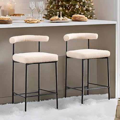 JDKJSBF The Counter Height Bar Stoolsmodern Fass Counter Stools Set aus 2 Boucle Counter Height Barhocker 26 Zoll Sherpa Kücheninselstühle mit schwarzen Metallbeinen, Khaki Thoughtful JDKJSBF The Counter Height Bar Stoolsmodern Fass Counter Stools Set aus 2 Boucle Counter Height Barhocker 26 Zoll Sherpa Kücheninselstühle mit schwarzen Metallbeinen, Khaki Thoughtful von JDKJSBF