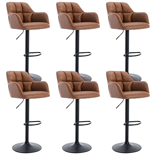 JDKJSBF The Counter Height Bar Stoolsswivel Bar Stools Set von 6 Lederküchentheke Stuhlstuhl Polsterinselstühle Verstellbarer Barhocker mit Rücken, Brown Barhocker Thoughtful JDKJSBF The Counter Height Bar Stoolsswivel Bar Stools Set von 6 Lederküchentheke Stuhlstuhl Polsterinselstühle Verstellbarer Barhocker mit Rücken, Brown Barhocker Thoughtful von JDKJSBF