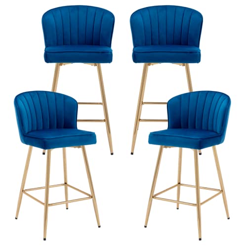 JDKJSBF The Counter Height Bar Stoolsvelvet Counterhocker Set aus 4 modernen Barhocker aus der Mitte des Jahrhunderts mit goldenen Beinen gepolsterte Theke des Counterheighockers Navy Blue 26 Zoll von JDKJSBF