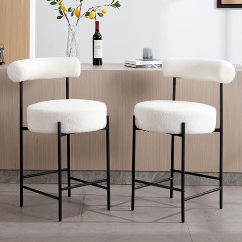 JDKJSBF The Counter Height Bar Stoolswhite Sherpa Counter Stools Set von 2 modernen Barrel Barhocker Boucle Polsterbalhocker 26 -Zoll -Kücheninselstühle mit schwarzen Metallbeinen Thoughtful JDKJSBF The Counter Height Bar Stoolswhite Sherpa Counter Stools Set von 2 modernen Barrel Barhocker Boucle Polsterbalhocker 26 -Zoll -Kücheninselstühle mit schwarzen Metallbeinen Thoughtful von JDKJSBF