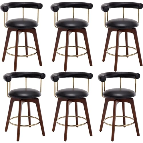 JDKJSBF The Counter Height Bar Stuhlsblack Schwenkbarhocker Set aus 6 Kunstlederhöhenhocker mit offenem Rücken in der Mitte des Jahrhunderts Moderne Barhocker mit Holz- und Metallbeinen Thoughtful von JDKJSBF