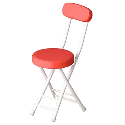 JDKJSBF Tragbarer PU -Polsterklapphocker mit zusammenklappbarer Rundstuhl für Schreibtisch Office -Schminktisch rote Farbe Thoughtful von JDKJSBF