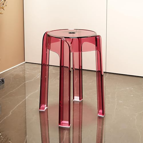 JDKJSBF Transparent Pink Acryl Stapelbare Barhocker Set von 2 Rückenlosen Esshocker für Coffeeshop oder Haus im Innen- und Außenbereich im Innenbereich/Outdoor Thoughtful von JDKJSBF