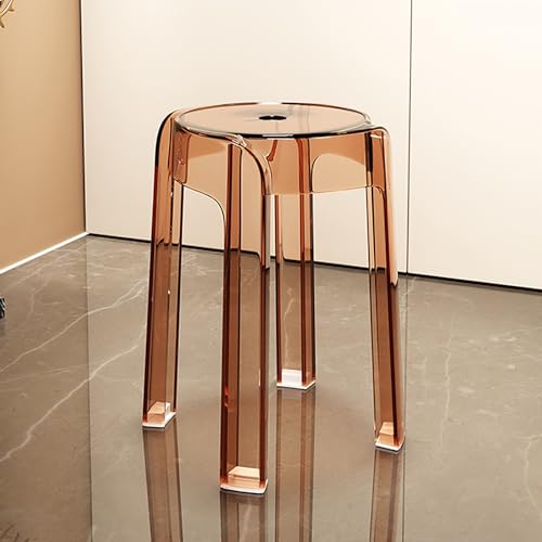 JDKJSBF Transparent Stapelbare Acryl Barhocker Rückenfreie Esshocker für Coffeeshop Home Innen- und Außenverwaltung Verwenden Sie dekorative und platzsparende Design -Set von 6 (Bernstein) Thoughtful von JDKJSBF