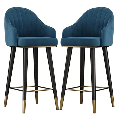 JDKJSBF V Swivel Bar Stühle Set aus 2 Blue Counter Heighthocker mit gebogenen Rückenlehne und Fußstütze hohe Hocker für Home Pub Küche Esszimmer 65 cm (25,6 ") Thoughtful von JDKJSBF