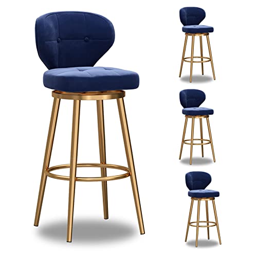 JDKJSBF Velvet -Schwenk mit 4 modernen Barhocker mit Rückenlehnte für Kücheninsel Blue Counter Height Stühle (Sitzhöhe 65 cm) Thoughtful von JDKJSBF